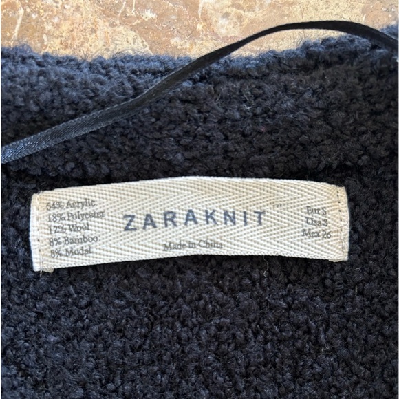 🔥Zara | Women’s black wool blend open front cardigan, black sequin detailing, S - Picture 3 of 7